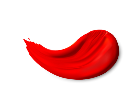 Cosmetic liquid lipstick smear stroke isolated on white background, tone cream smudged, concealer paint. Vector Illustration of red color lipstick smearのイラスト素材