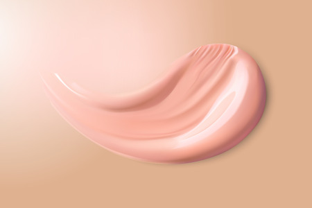 Cosmetic liquid foundation cream smudge smear strokes. Make up smear isolated on white background. Cosmetic concealer. Realistic brown cream texture for makeup. Vector illustrationのイラスト素材