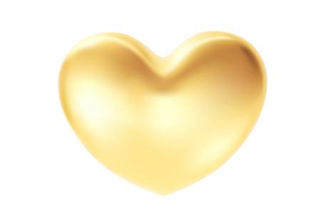 Golden heart isolated on white background. St valentine's symbol. 3d realistic Illustration with a gold valentine heartのイラスト素材