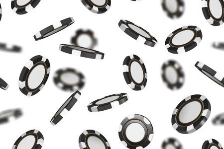Vector poker chips seamless pattern texture background. Black flying falling casino poker chips isolated on white background. Jackpot or winner concept. Seamless textureのイラスト素材