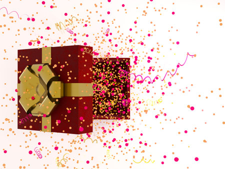 Gift box with golden bow on white