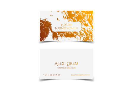 Elegant business card with marble texture and gold detail vector templateのイラスト素材