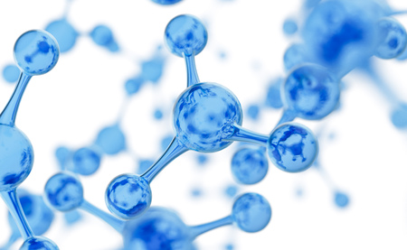 Abstract water molecules design. Atoms. Abstract water background for banner or flyer. Science or medical background. 3d rendering illustration.の写真素材