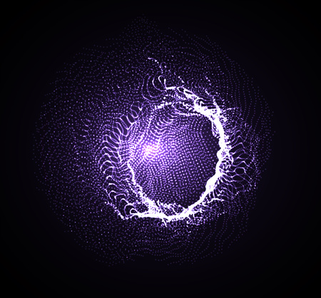 3D Sphere mesh with glowing particles.のイラスト素材