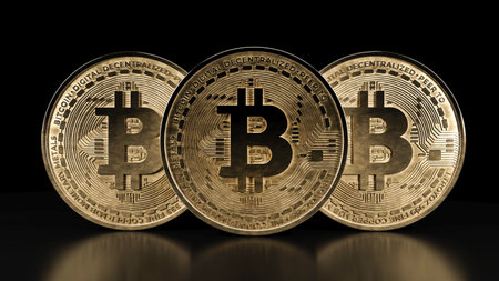 Bitcoin golden coin. Digital currency. Cryptocurrency.