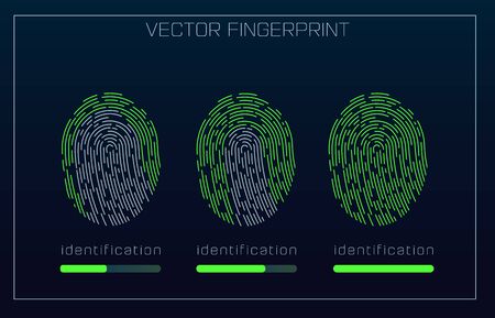 Fingerprint Scanning Identification system in futuristic HUD style.のイラスト素材