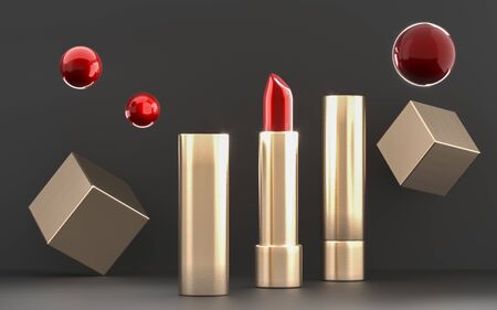 Makeup ads template, fashion lipstick cosmetics make up beauty product.の写真素材