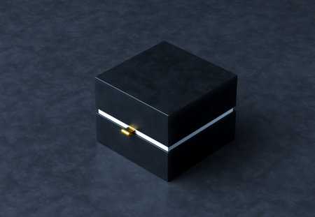 Black Gift Box Mockup on black