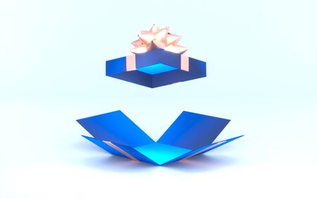 Christmas and New Years Day, Open gift box isolated on whiteの写真素材
