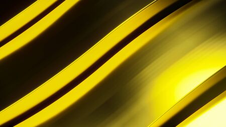 Golden abstract metal background. Futuristic 3d render illustration. Gold metal design. Steel texture. Yellow background. Shinny metalの写真素材