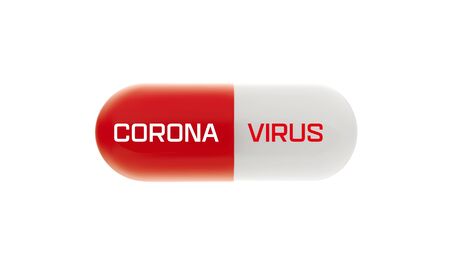 The cure for coronavirus. Medicine pill on whiteのイラスト素材
