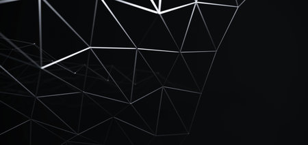 Abstract black science 3D background. Network connection structure.の写真素材