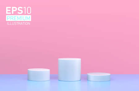 Vector round podium, pedestal or platform, background for cosmetic product presentation. 3d podium. Advertising place. Blank product stand background in pastel colors.のイラスト素材
