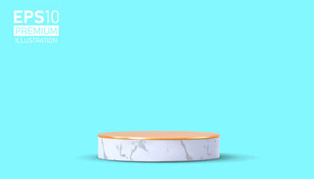 Vector round podium, pedestal or platform, background for cosmetic product presentation. 3d podium. Advertising place. Blank product stand background in pastel colors.のイラスト素材