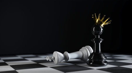 Chess pawn king stands near defeated king in 3d illustration Premium Photoの写真素材