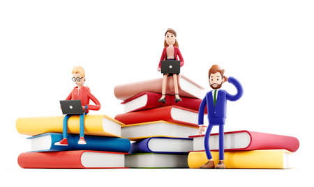 Character businessman idea sell or buy concept. Man with money bought an idea online. 3D illustrationの写真素材