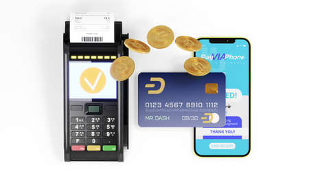 Online payment terminal and phone concept.の写真素材