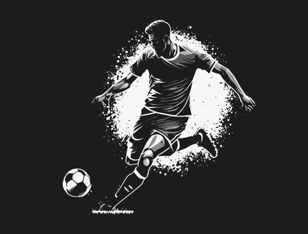 Soccer Player Kicking Ball Vector Illustration. Football Player Sketch Style Design.のイラスト素材