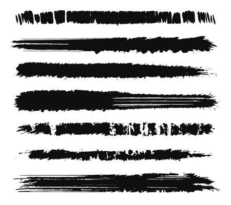 Grunge brush strokes set. Black paint brush hand drawn vectorのイラスト素材