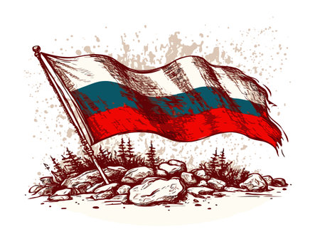 Russian scratched Flag. A russian flag with a grunge textureの写真素材