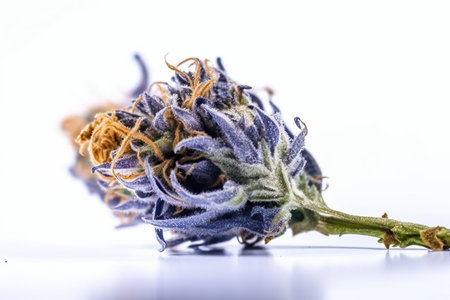 Cannabis for therapeutic and medicinal purposes depicted by a white background marijuana flower.の写真素材