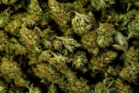 marijuana, a colossal heap of groomed retail pot, the upsides of cannabis, therapeutic and medicinal effects of weedの写真素材