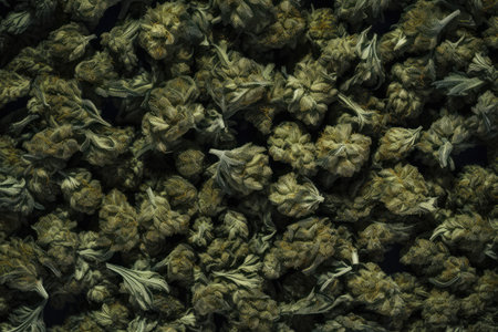 A background of marijuana, a huge mound of trimmed retail weed, advantages of cannabis, the healing properties of medical marijuanaの写真素材