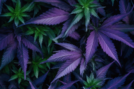 Marijuana Background weed plant with Bud and Leaves, Texture of Marijuana Plants at Indoor Cannabis Farm. Cannabis Plants Growing outdoor with Big Marijuana Budsの素材