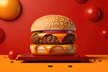 Beautiful burger promotional colorful cheeseburger design promotional colorful cheeseburger designの素材