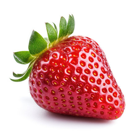 Red berry strawberry isolated on white backgroundの写真素材