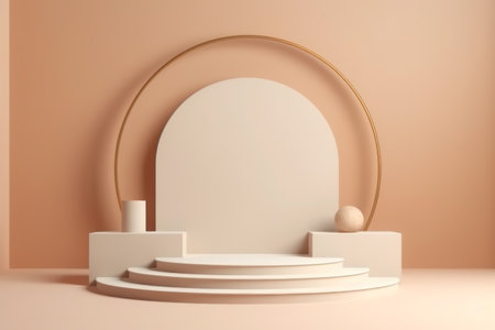 Scene with platform. 3d rendering podium. Stand to show cosmetic products. Stage showcase on pedestal cosmetic 3d studioの素材