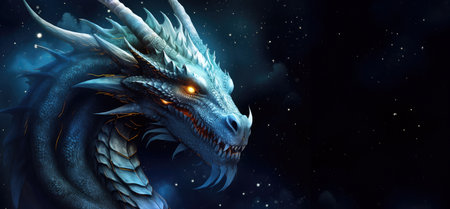 Magic blue dragon, fantasy concept of dragon energyの素材