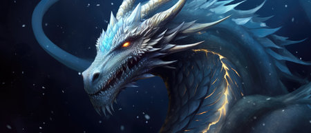 Magic blue dragon, fantasy concept of dragon energyの素材