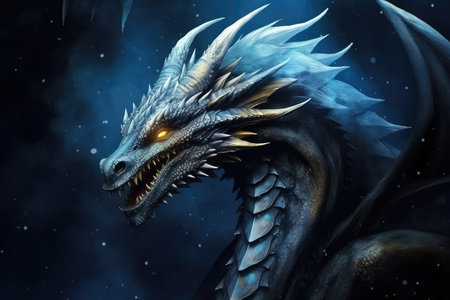 Magic blue dragon, fantasy concept of dragon energyの素材