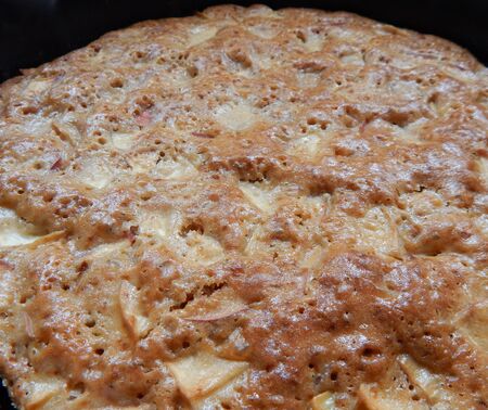 Apple pie in the shape of a close-up, homemade cakes.の写真素材