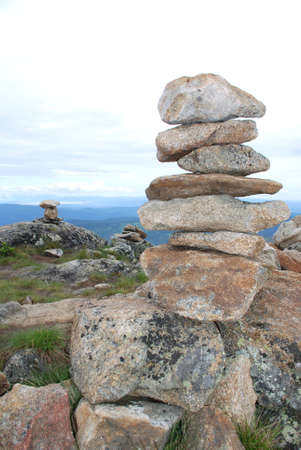 stone idols on the topの写真素材