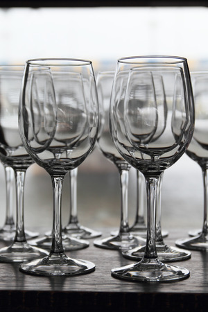 Wine glasses on a light backgroundの写真素材