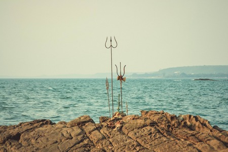Trishula at seacoast. Goa, Indiaの写真素材