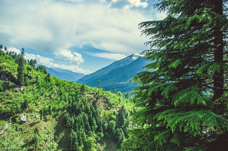 Blue sky with clouds on background Himalayan mountansの写真素材
