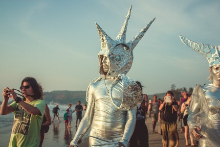 India, Goa - February 2, 2016 Annual Freak Carnival in Arambolのeditorial素材