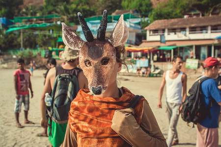 India, Goa - February 2, 2016 Annual Freak Carnival in Arambolのeditorial素材