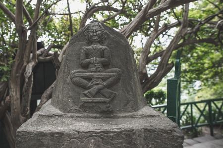 Stone protective totem on the gates of the house of Nicholas Roerich in the Kullu valley.の写真素材
