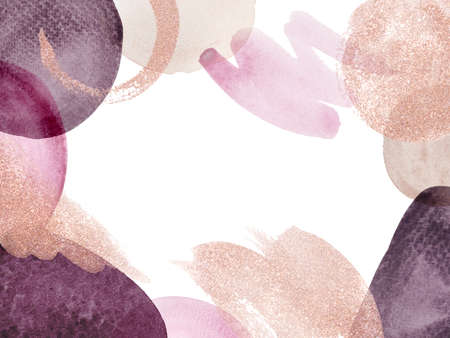 Watercolor background with glitter gold elementsの写真素材