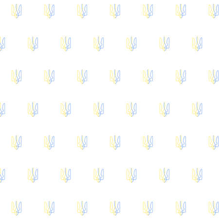 Vector seamless pattern with Ukrainian blue and yellow tridentのイラスト素材
