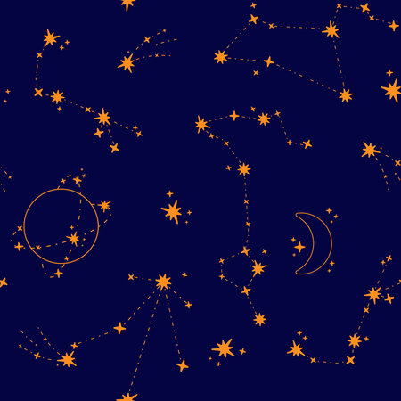 Universe, space. Dark seamless pattern.