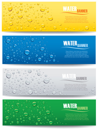 water drops banner on different color backgroundsのイラスト素材