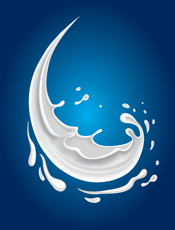 milk splash on blue backgroundのイラスト素材