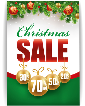 christmas sale banner with decorationsのイラスト素材