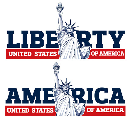 Liberty Statue, NYC, USA symbol, USAのイラスト素材