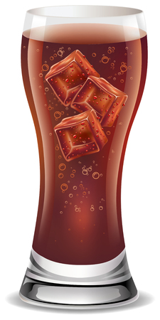 Soft drink in a glass with ice cubes vector illustration.のイラスト素材